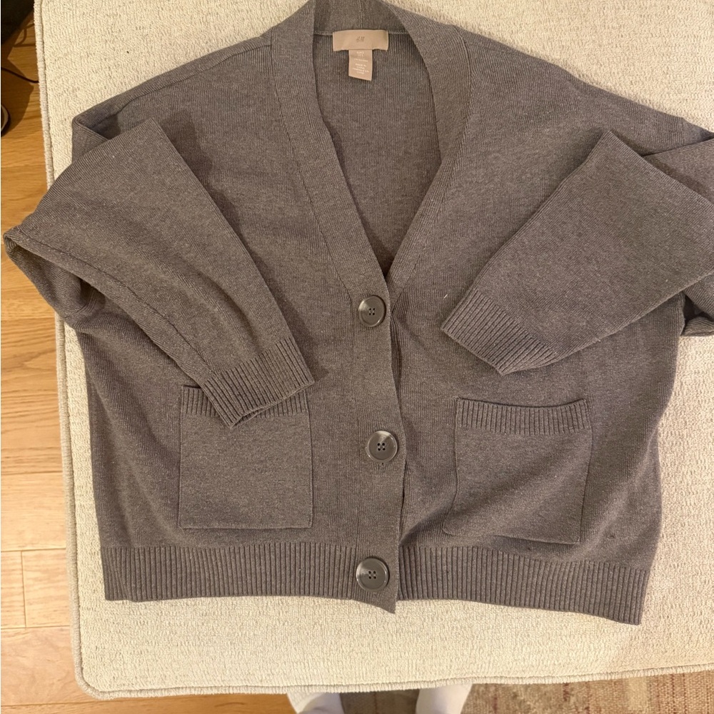 H&M Taupe Button-Up Cardigan